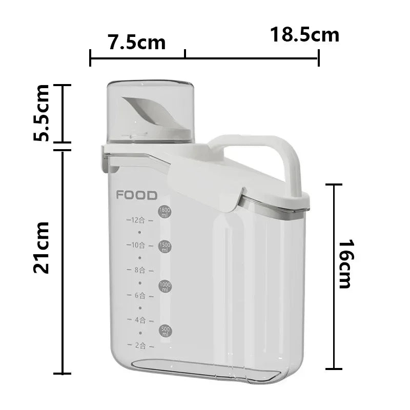 Cereal Containers Storage, 51Fl.Oz/1.5L Compact Crystal Clear Dry Food Storage Containers with Pouring Spout Measuring Cup