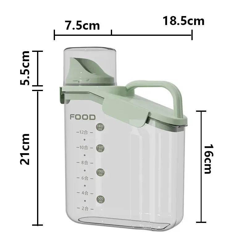 Cereal Containers Storage, 51Fl.Oz/1.5L Compact Crystal Clear Dry Food Storage Containers with Pouring Spout Measuring Cup