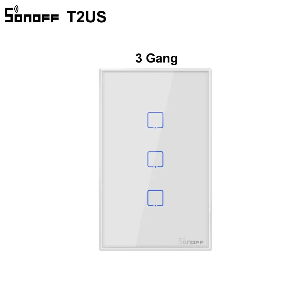 T2US TX Smart Wifi Touch Wall Light Switch with Border Smart Home 1/2/3 Gang 433 Rf/Voice/App Control Works with Alexa