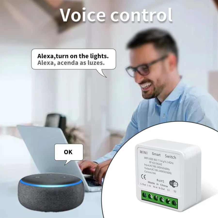 Tuya Wifi Smart Light Switch Smart Home Wireless RF 433Mhz Push Button Wall Switch via Alexa Google Home Alice Smart Life App