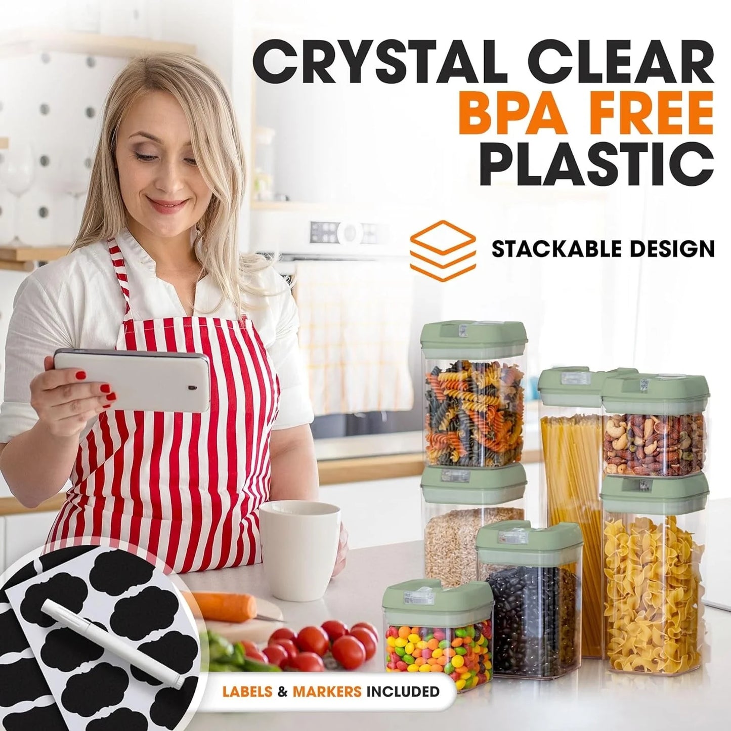7-Piece Stackable Airtight Food Storage Container Set