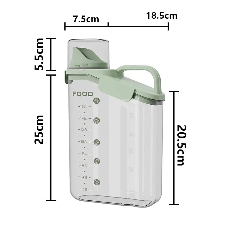 Cereal Containers Storage, 51Fl.Oz/1.5L Compact Crystal Clear Dry Food Storage Containers with Pouring Spout Measuring Cup