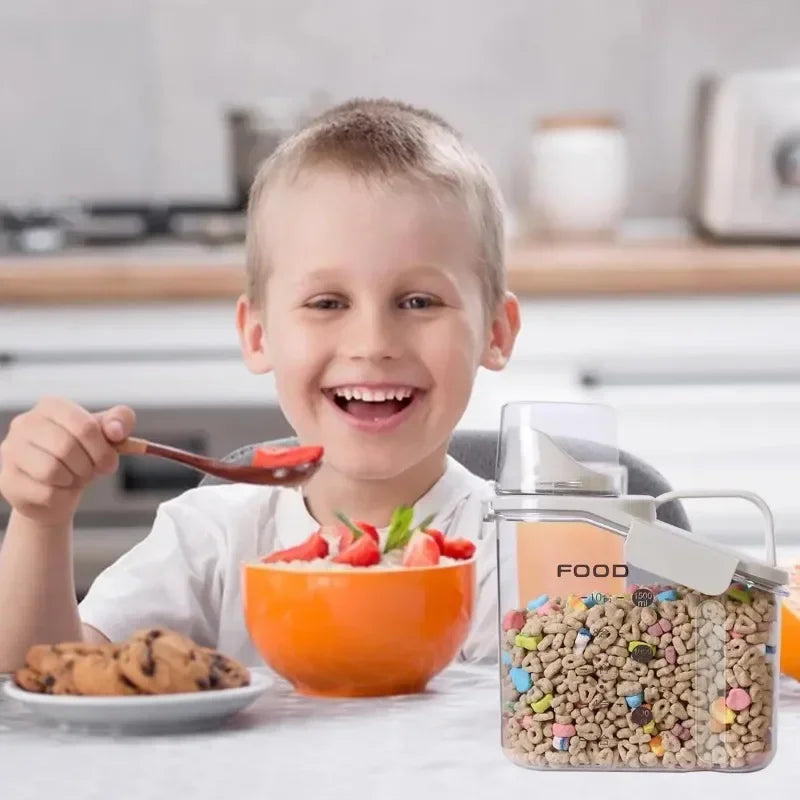 Cereal Containers Storage, 51Fl.Oz/1.5L Compact Crystal Clear Dry Food Storage Containers with Pouring Spout Measuring Cup