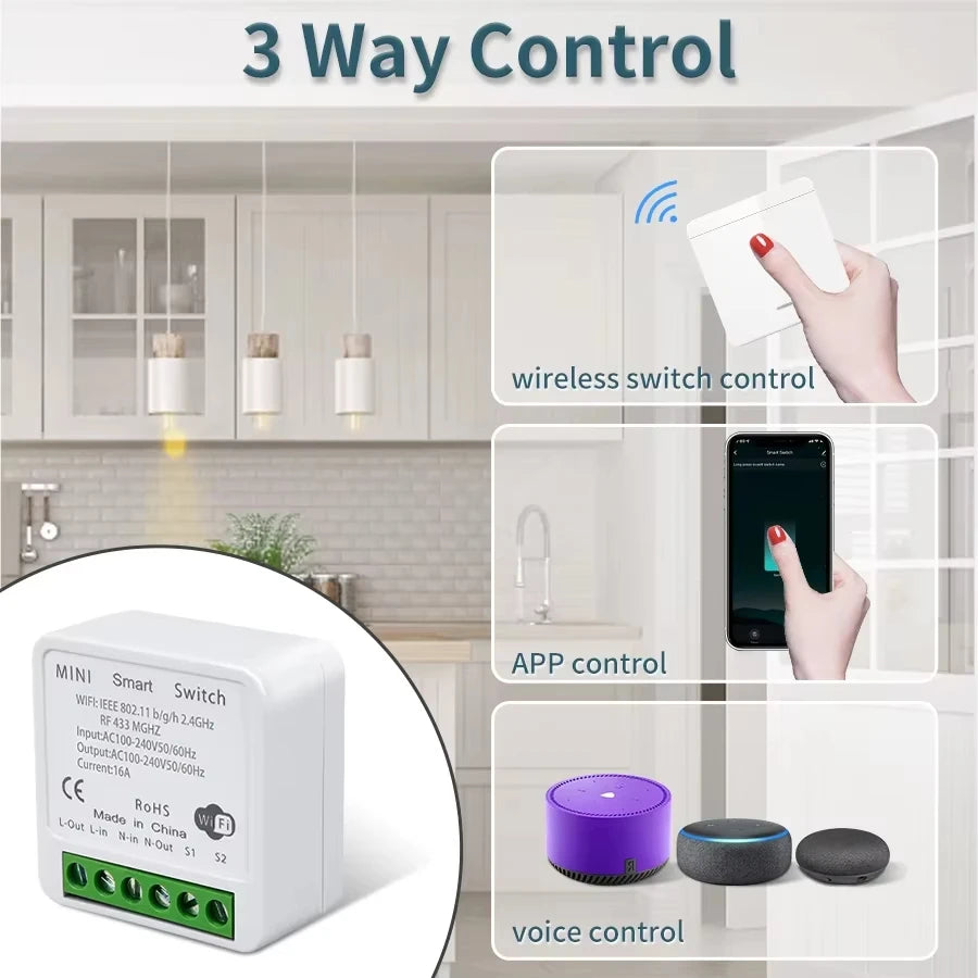 Tuya Wifi Smart Light Switch Smart Home Wireless RF 433Mhz Push Button Wall Switch via Alexa Google Home Alice Smart Life App