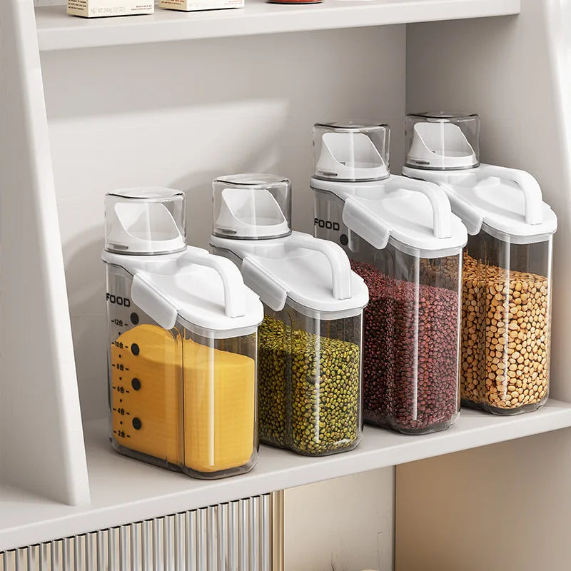 Cereal Containers Storage, 51Fl.Oz/1.5L Compact Crystal Clear Dry Food Storage Containers with Pouring Spout Measuring Cup