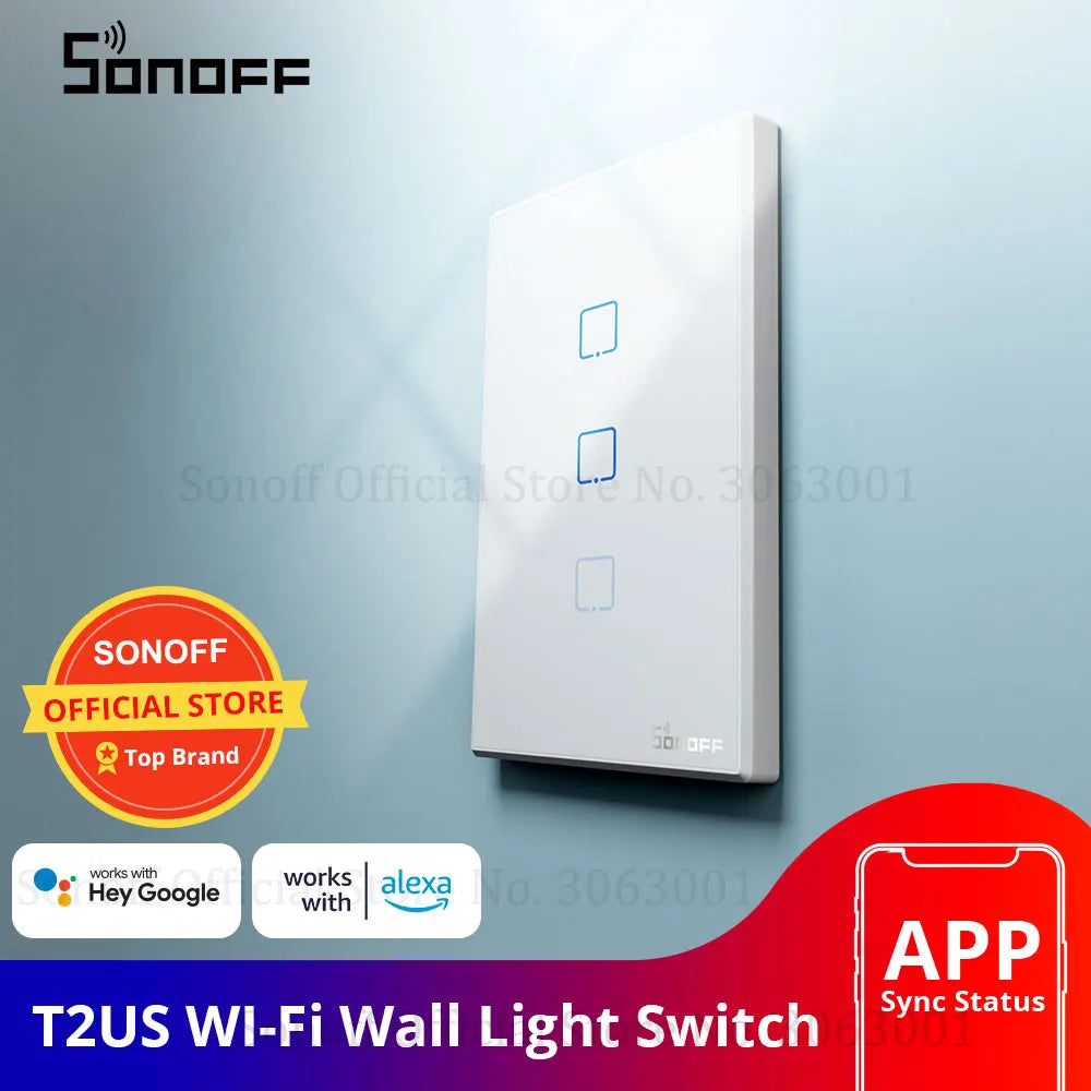 T2US TX Smart Wifi Touch Wall Light Switch with Border Smart Home 1/2/3 Gang 433 Rf/Voice/App Control Works with Alexa