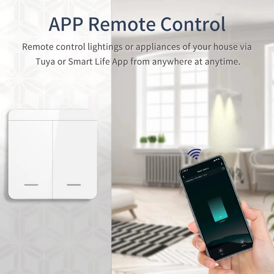 Tuya Wifi Smart Light Switch Smart Home Wireless RF 433Mhz Push Button Wall Switch via Alexa Google Home Alice Smart Life App