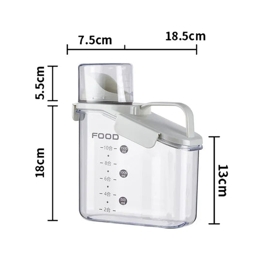 Cereal Containers Storage, 51Fl.Oz/1.5L Compact Crystal Clear Dry Food Storage Containers with Pouring Spout Measuring Cup