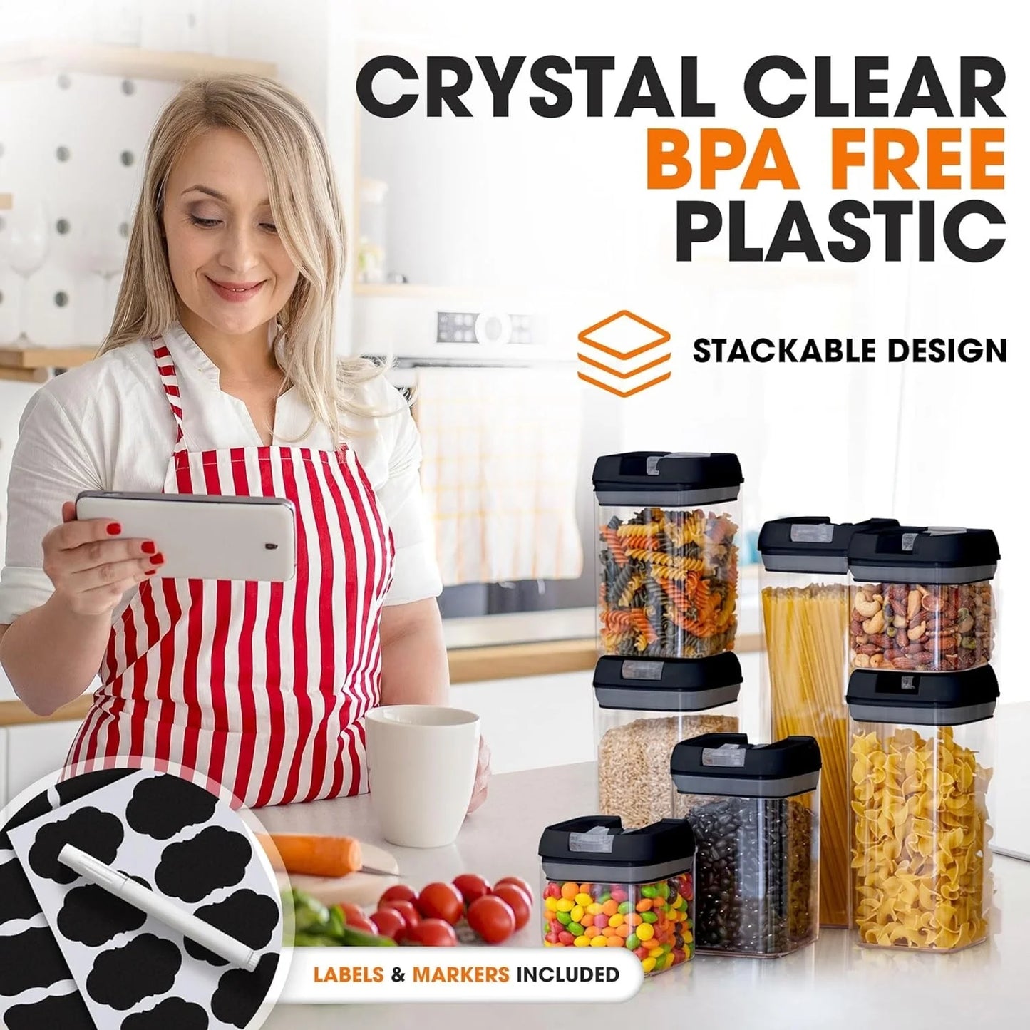 7-Piece Stackable Airtight Food Storage Container Set